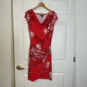 Tommy Bahama Red and White Leaf Print Dress